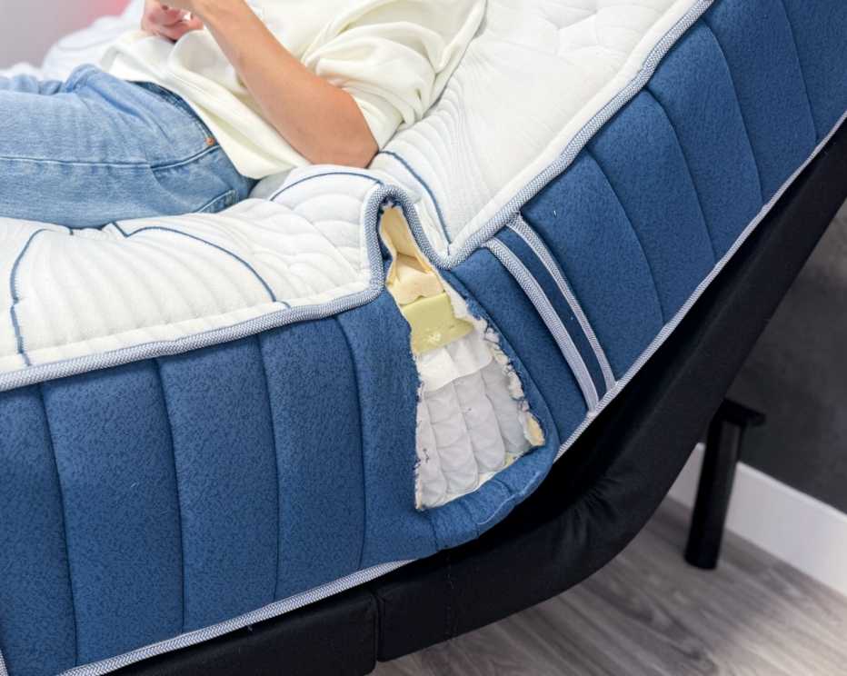 The Bear Elite Hybrid mattress on an adjustable base.