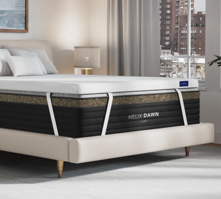 The Helix Premium Mattress Topper With GlacioTex on the Helix Dawn mattress
