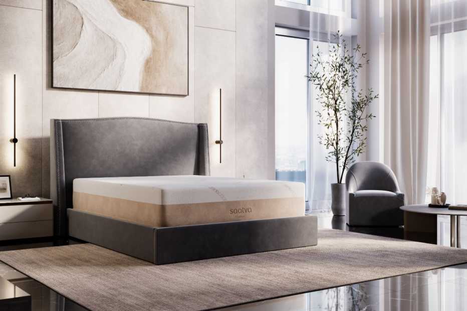 Saatva Contour5 on display in a modern bedroom