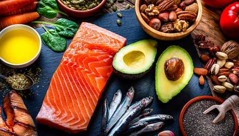 overhead shot of healthy foods overhead shot of healthy foods
