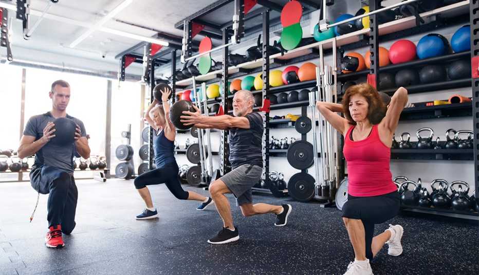 Working out at gym