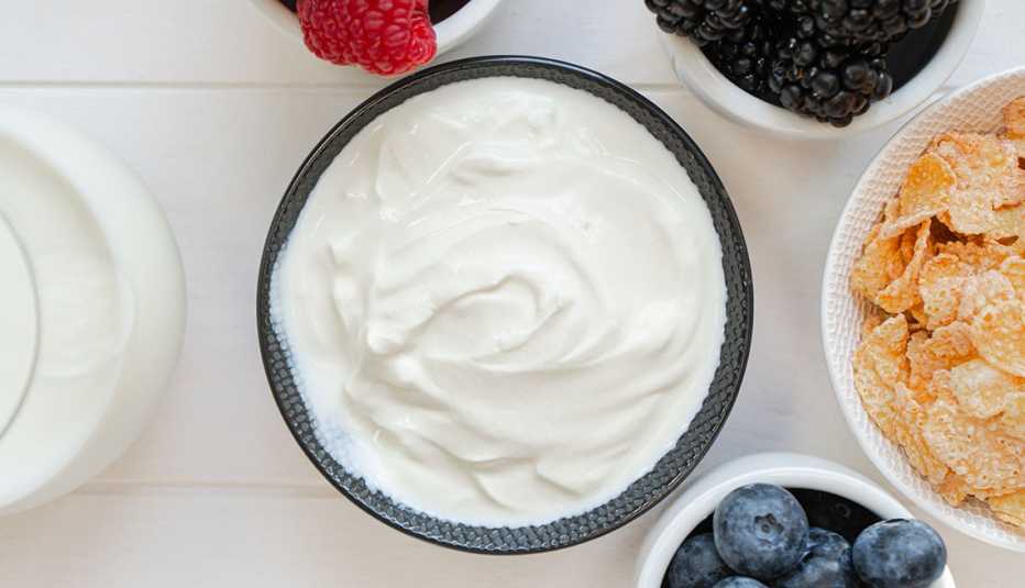overhead shot of greek yogurt