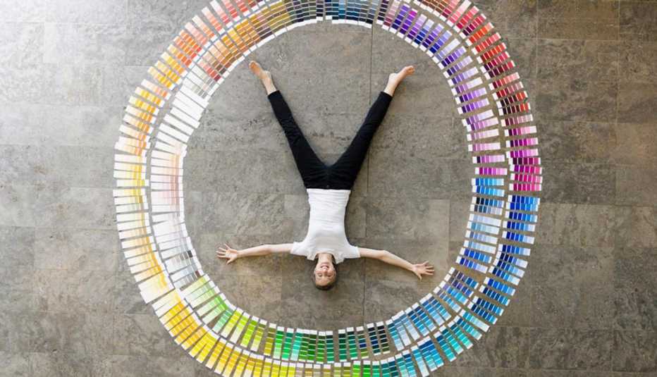 AARP, Design your Future, Color Wheel Paper, Woman Laying Down