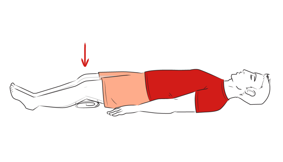 an illustration of a man pressing down on a towel with his knee