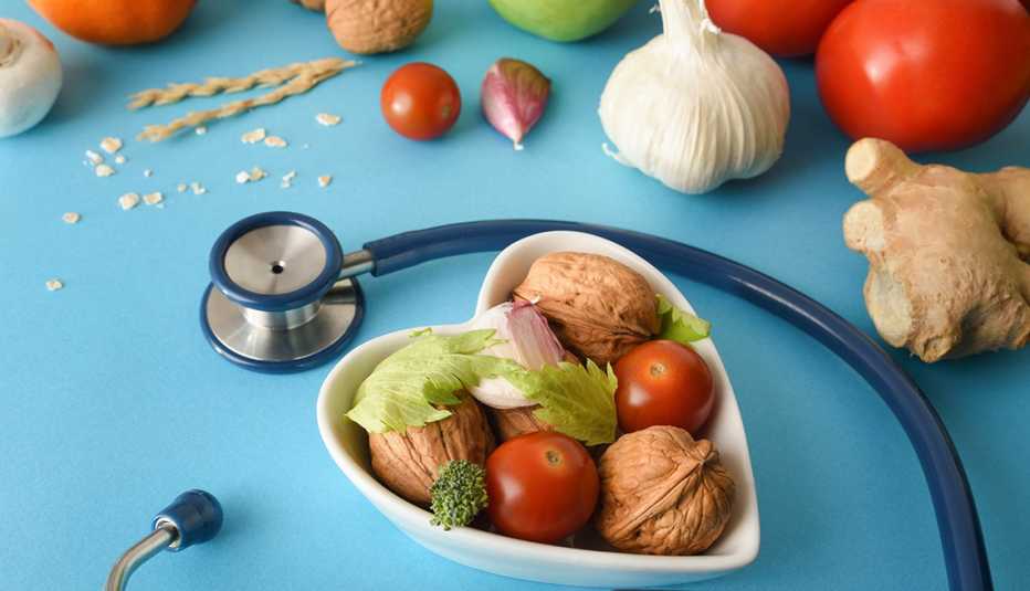 food for health with heart shaped bowl 