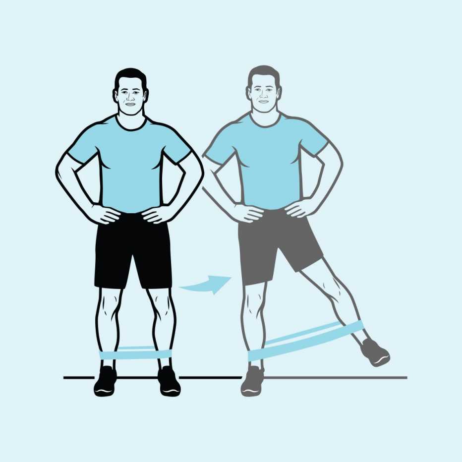 A man with a resistance band on his ankles A man with a resistance band on his ankles