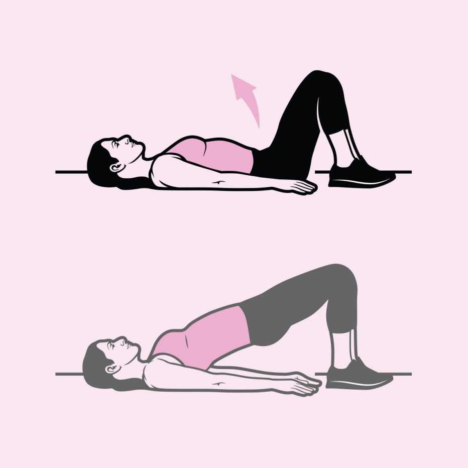 Woman lying on the ground raising her hips Woman lying on the ground raising her hips