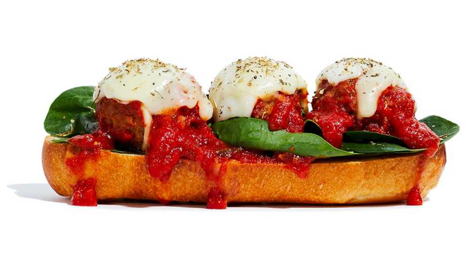 meatball sub with spinach meatball sub with spinach