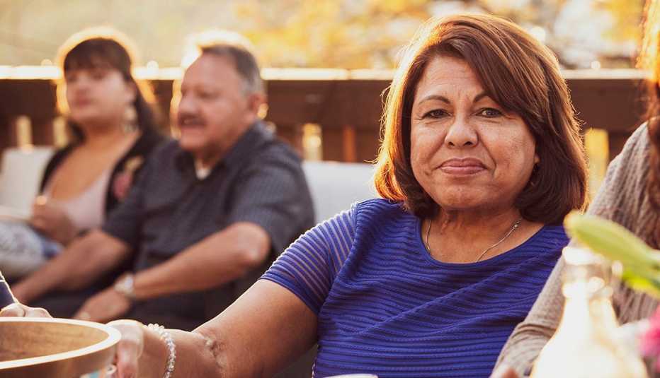 Woman at outdoor meal