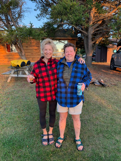 Hikers Kathleen McCleary, left, and Connie Juntunen in Canada