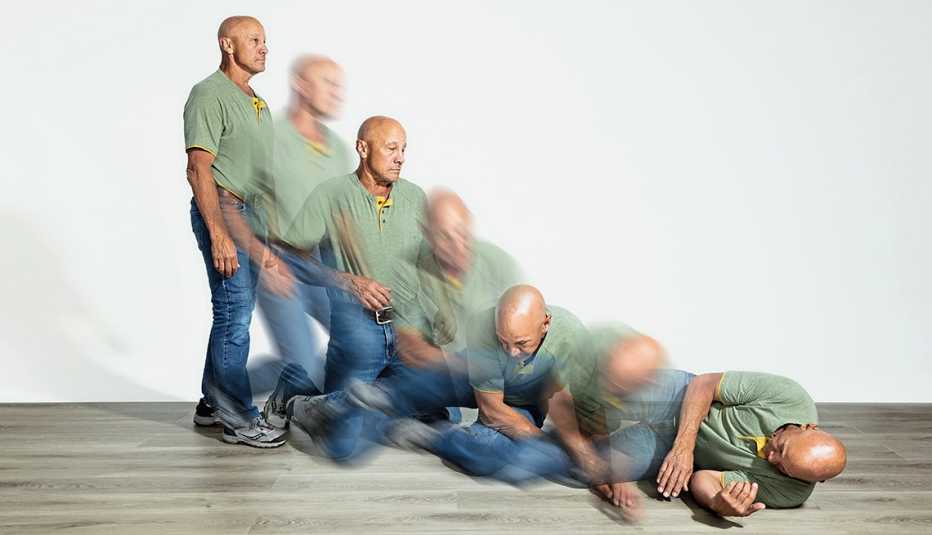 Stuntman Stuart F. Wilson showing a forward fall 