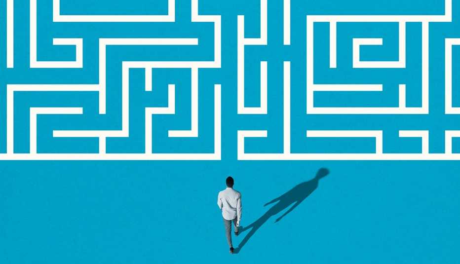 Person walking into maze person walking into maze