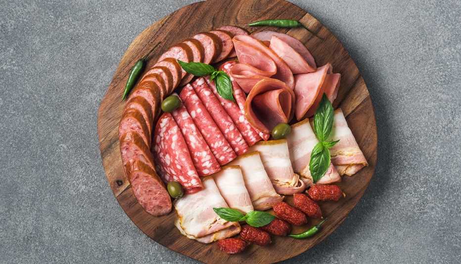 charcuterie board with Italian-style meats
