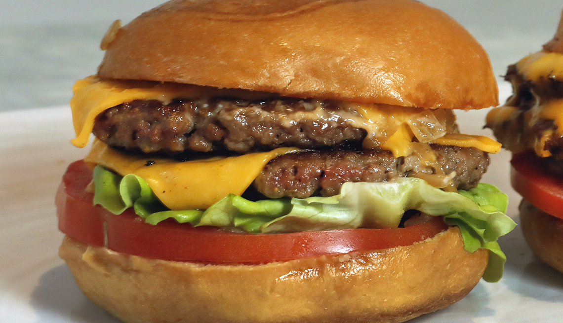 An Original Impossible Burger shown in this photo in New York on Friday, May 3, 2019.