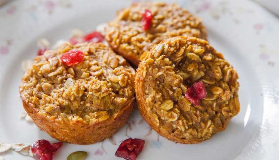 pumpkin oat muffins on a plate