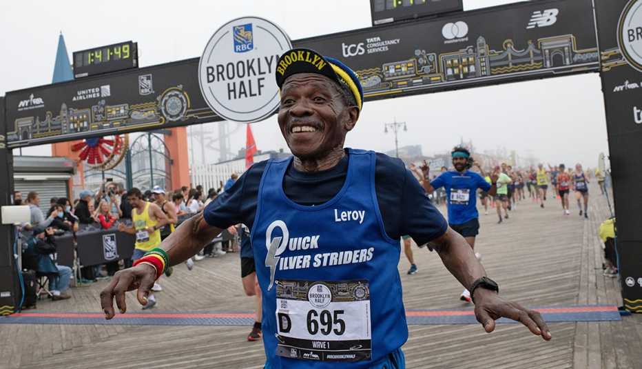 leroy cummins after crossing the finish line of the brooklyn half marathon