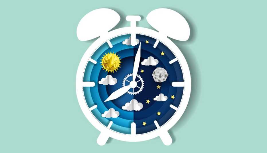 Illustration of a clock with hands and bells Illustration of a clock with hands and bells