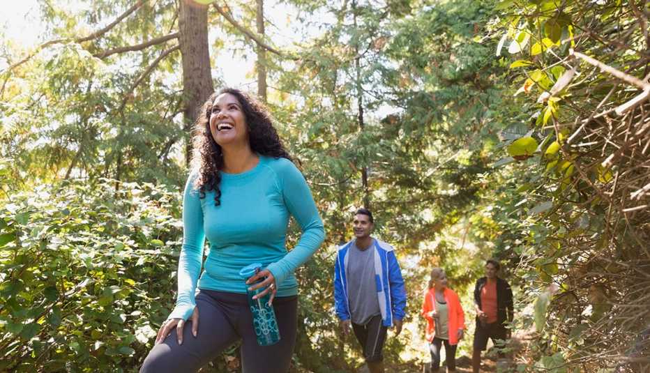 Find Better Balance, Four People Walking in the Woods, Healthy Living