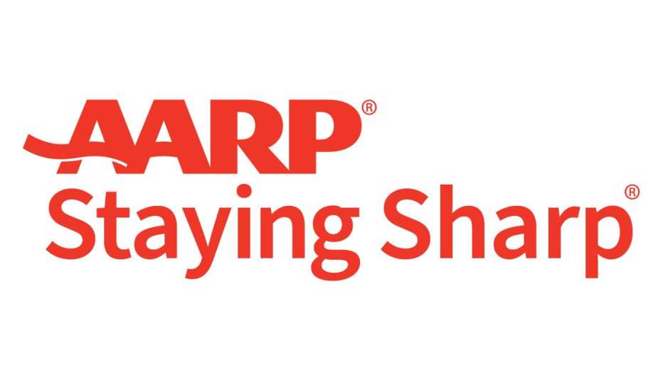 AARP Staying Sharp logo in red on a white background