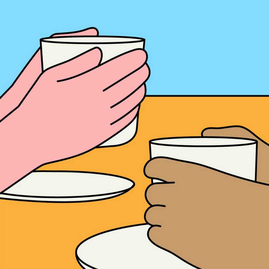 people having drinks and conversation
