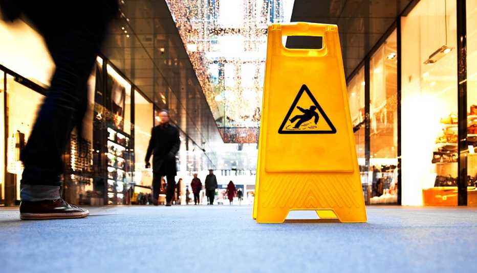 Yellow fall warning sign