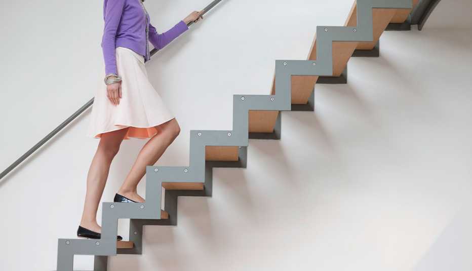 woman going up the stairs