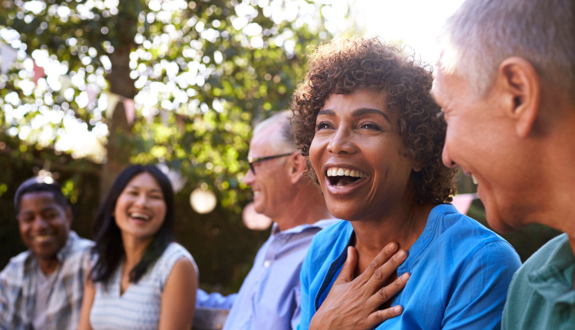 Mature adults laughing and smiling