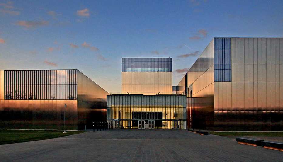 front entrance of the national museum of the united states army at twilight