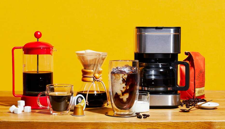 a variety of methods of brewing coffee