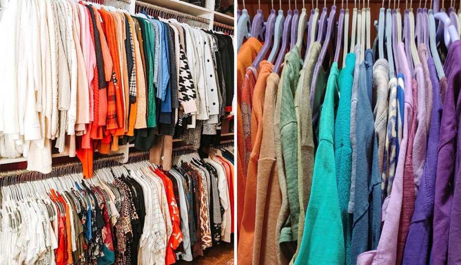 using roy g biv rainbow to organize clothes closet