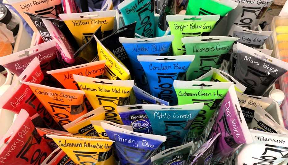 paints organized by roy g biv rainbow