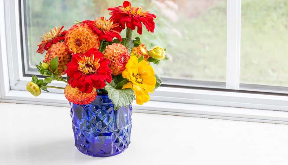 Home style bouquet with garden flowers.