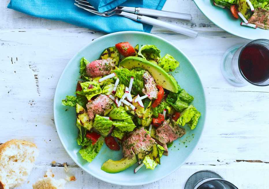 Salad on a wooden table 