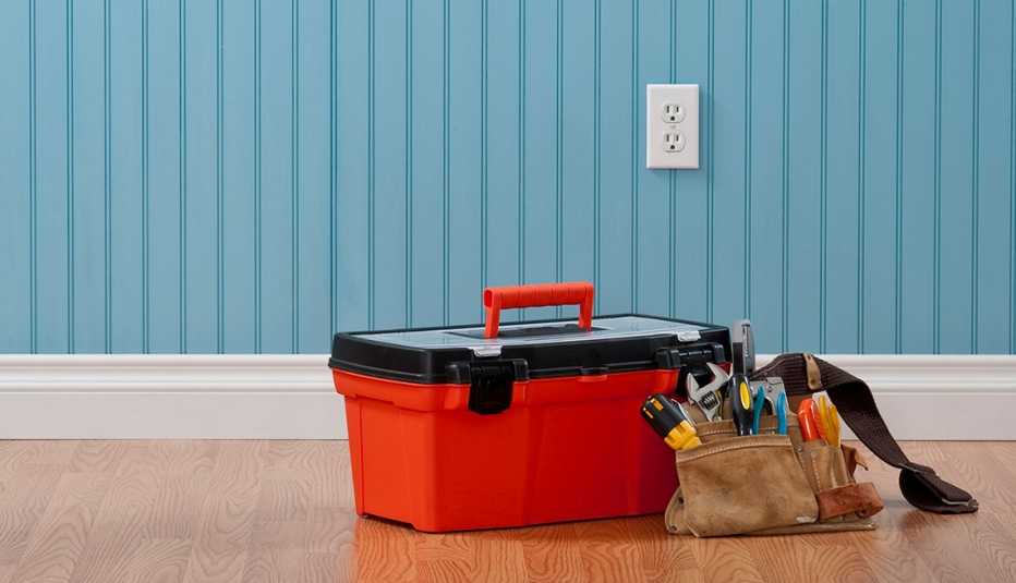 Toolbox and toolbelt - home repair,  diy concept