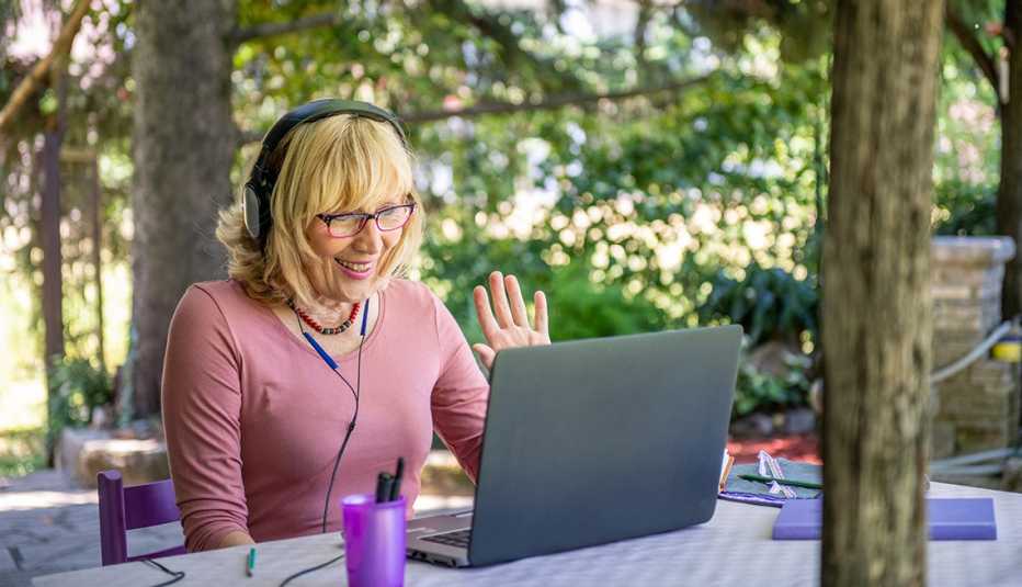 Woman having a video call