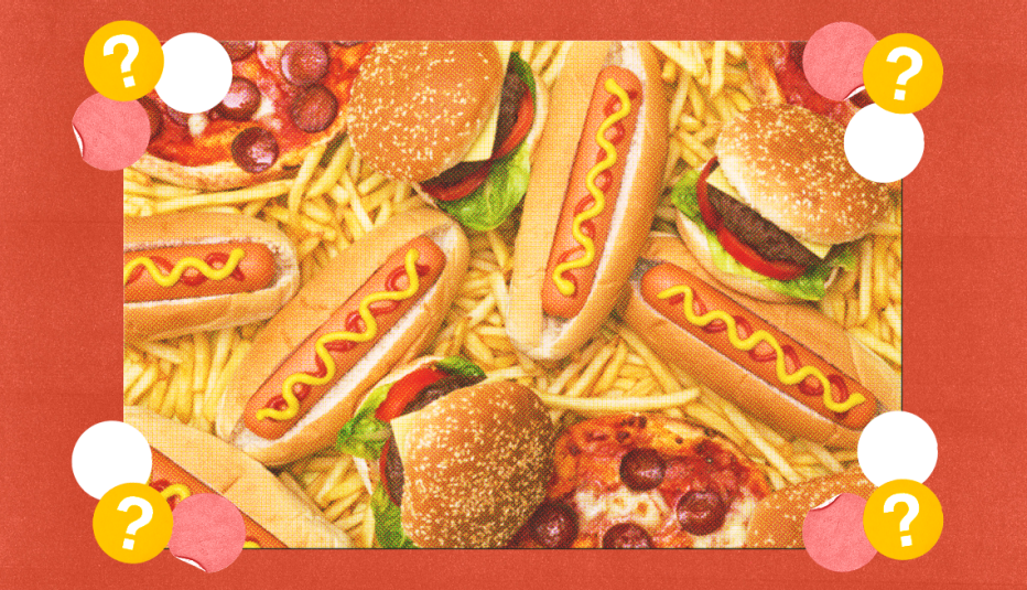 Fast Food quiz hot dogs, hamburgers, pizza and french fries