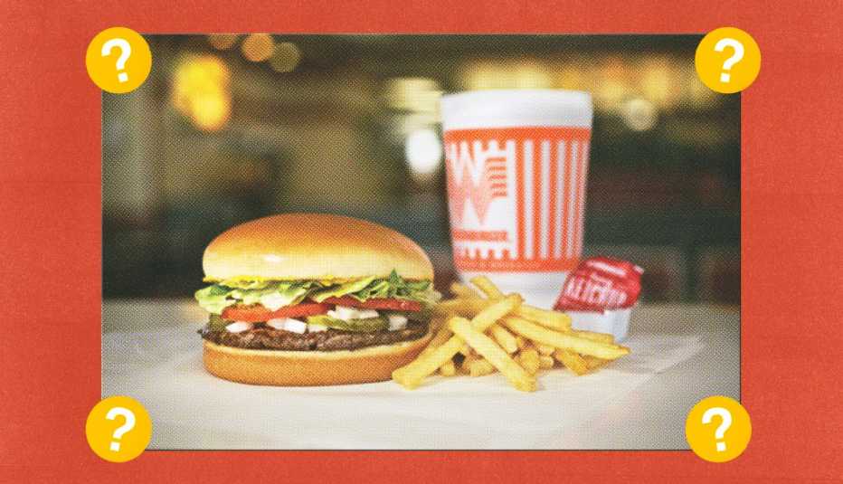 a burger, fries and a drink