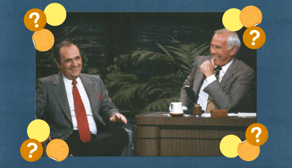 johnny carson at his desk