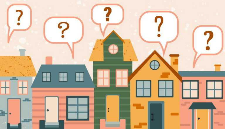 homes with question marks above them