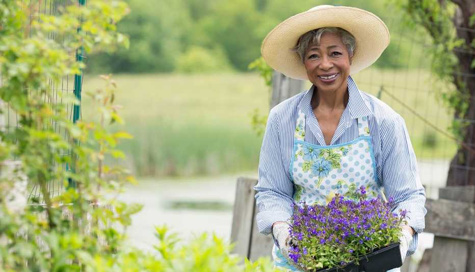 portrait of a woman gardening