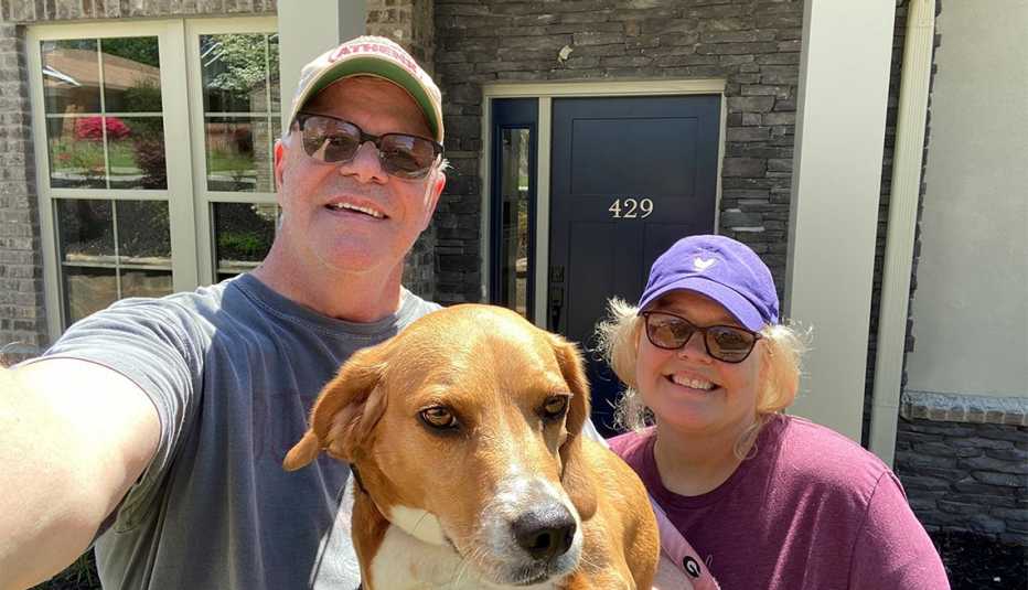 Kim and Karen Craft with dog, Bella
