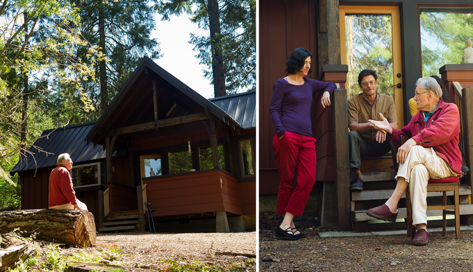 left robert borgilt outside his cabin right robert borgilt and son brint borgilt and daughter in law juliet grable