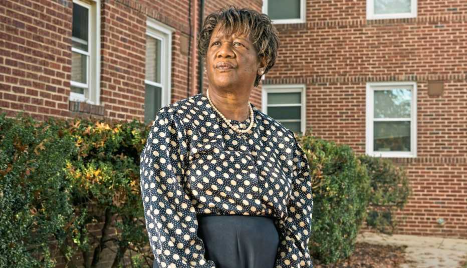 rose thompson of maryland outside the apartment she has rented for twenty five years