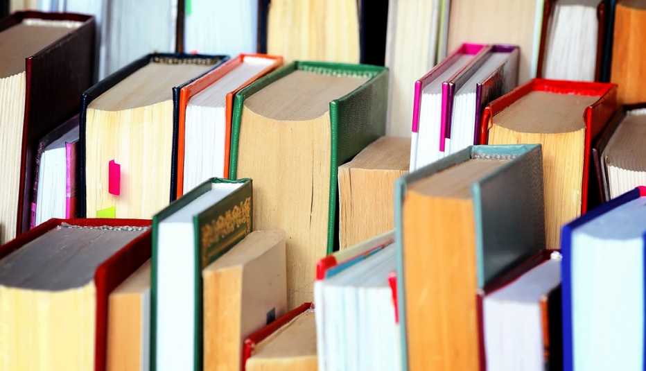 rows of books of various sizes lined up