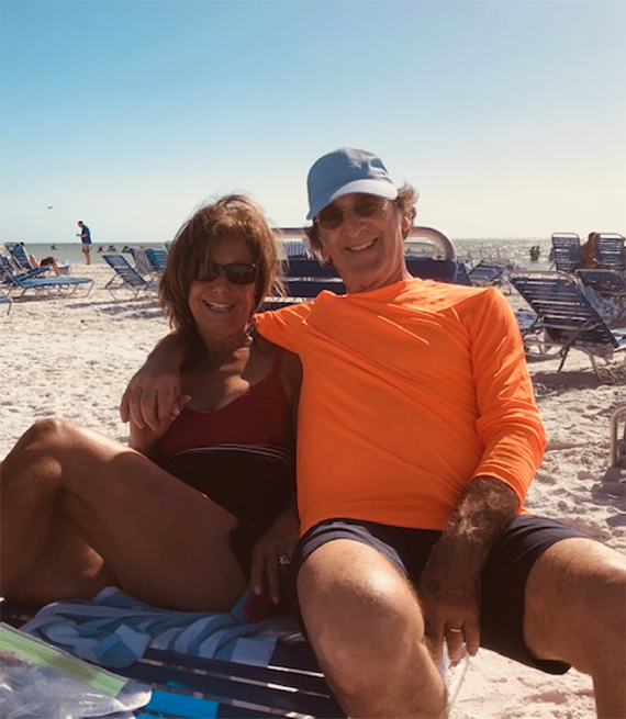 Robert and Barbara Lewy, on the beach in Naples, Florida.