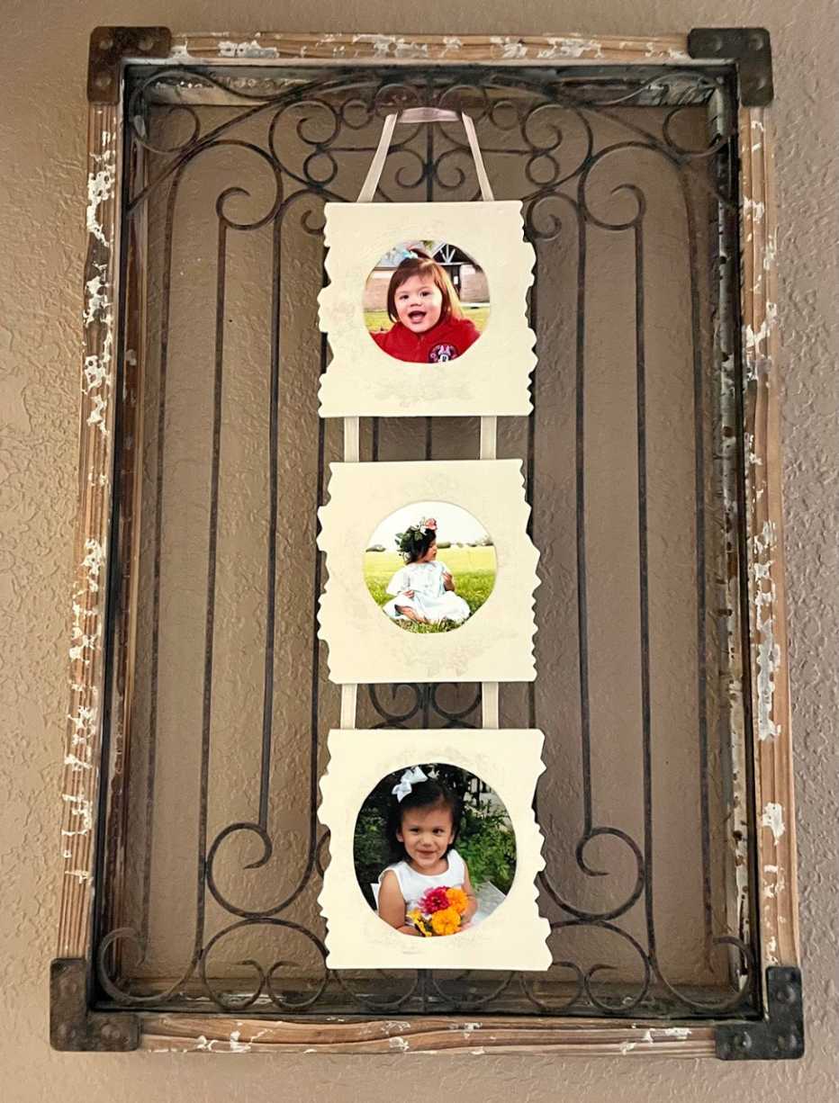 yvonne lozoya bought spring signs at a dollar store she and her husband painted them and added photos of their granddaughter
