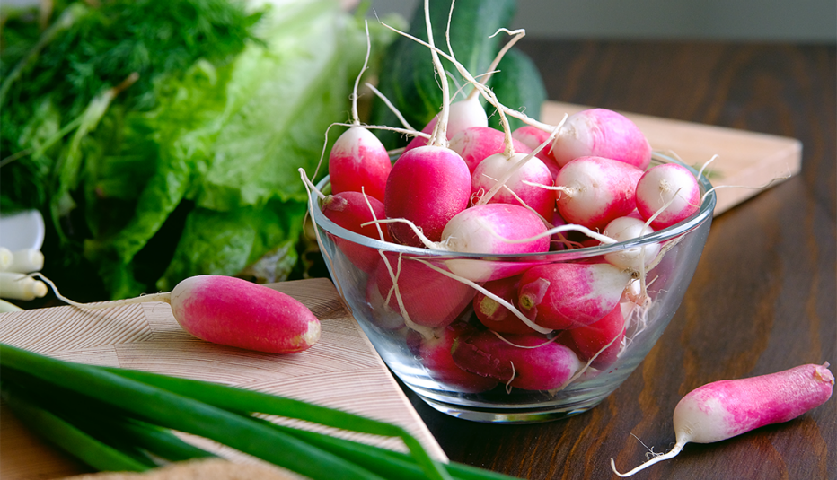 a dish of fresh radishes