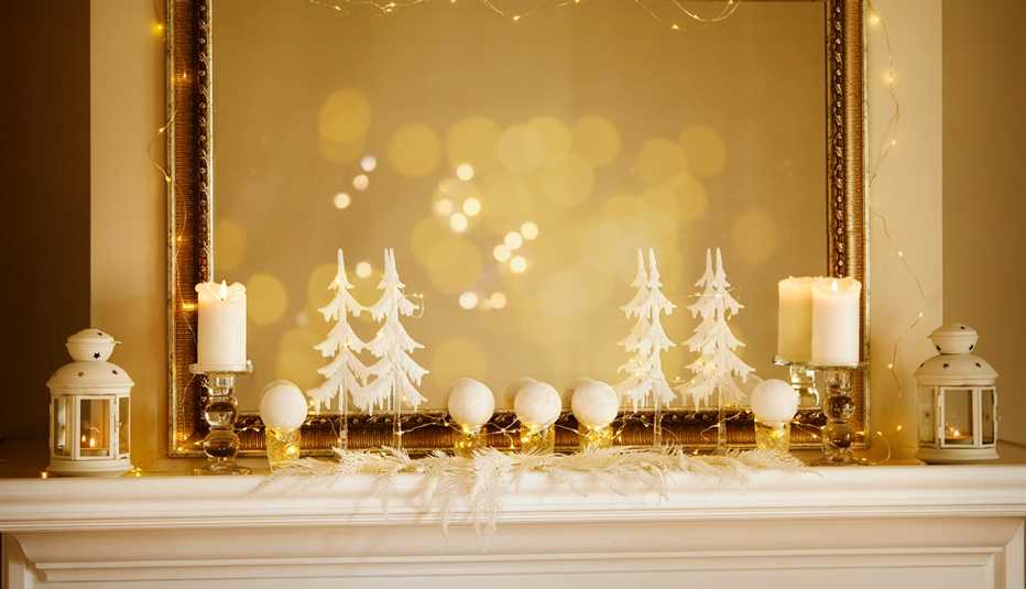 Fireplace with Christmas Decoration