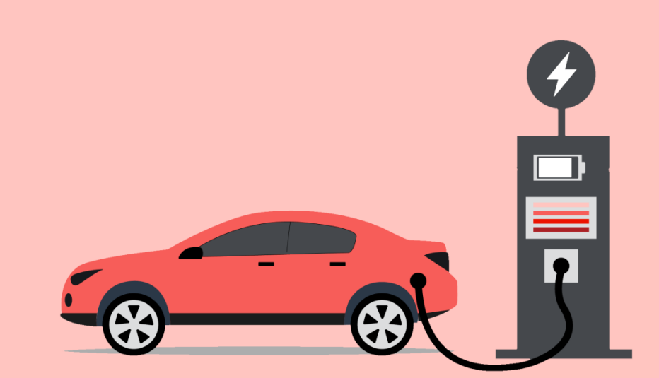 Graphic of an EV charging 