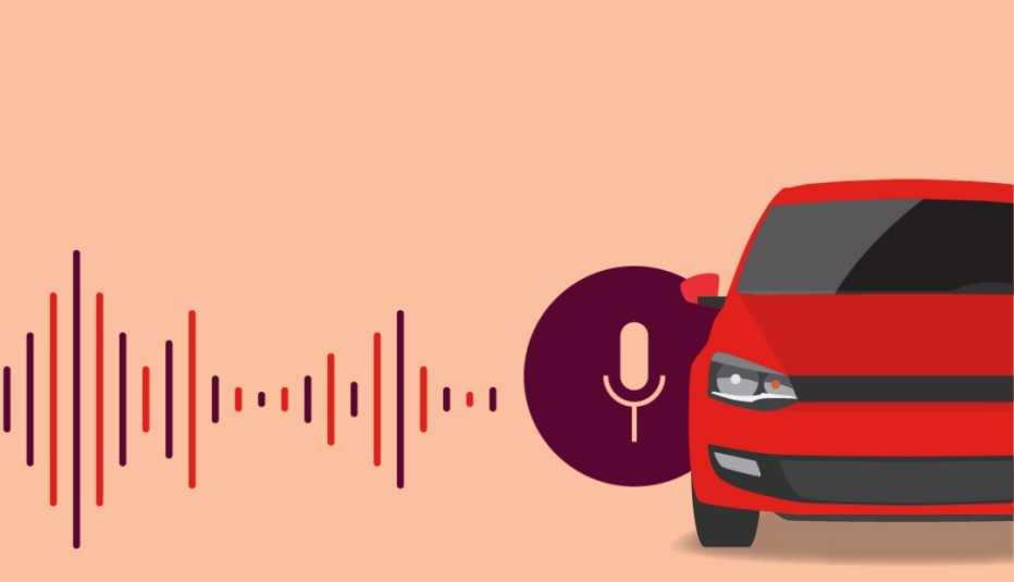 Graphic of a car with sound radiating